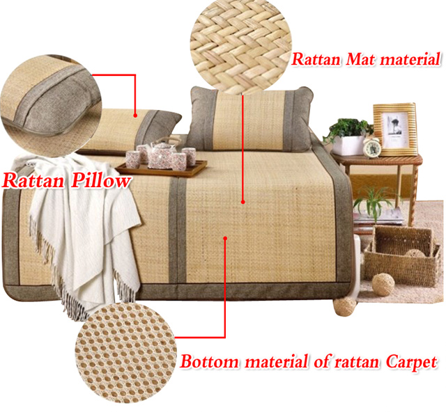 rattan sleeping mats and pillow