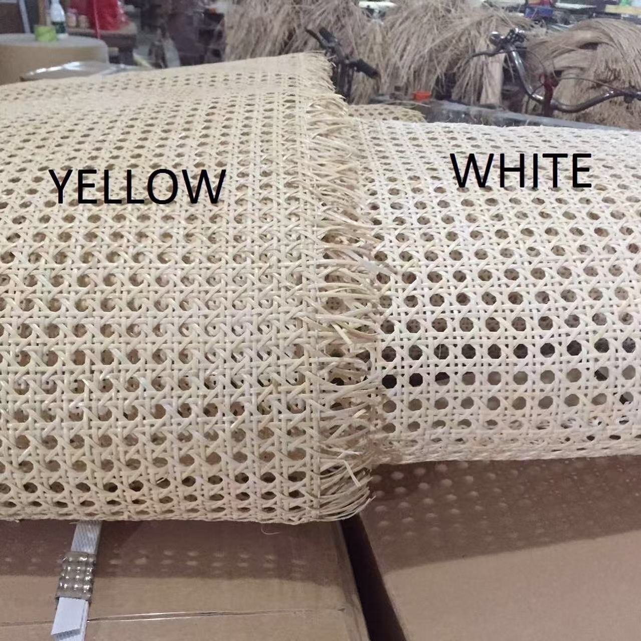 OPEN  MESH RATTAN  CANE WEBBING ROLL BLEACHED YELLOW OR WHITE