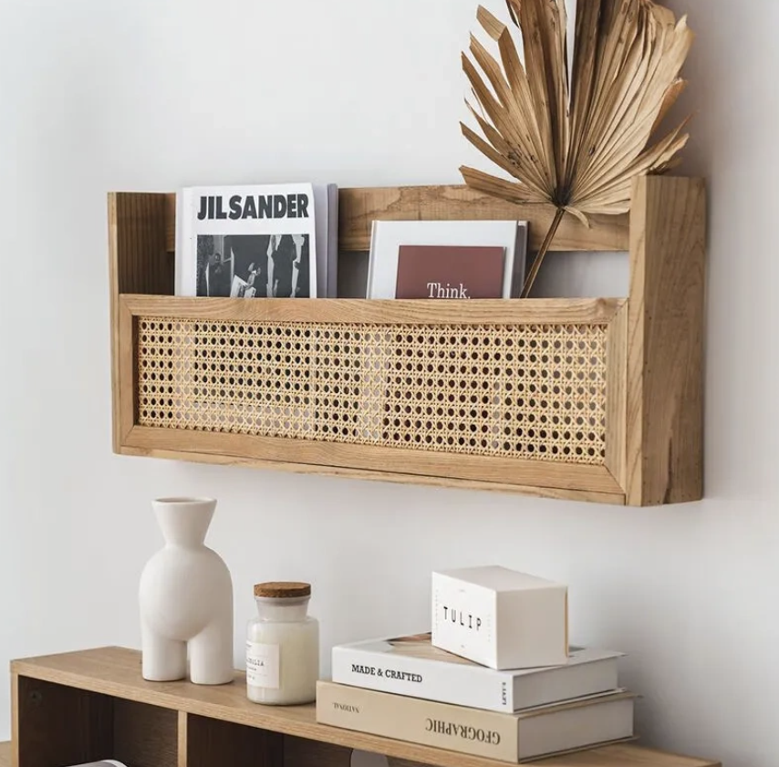 Cane Webbing Wall Organizer