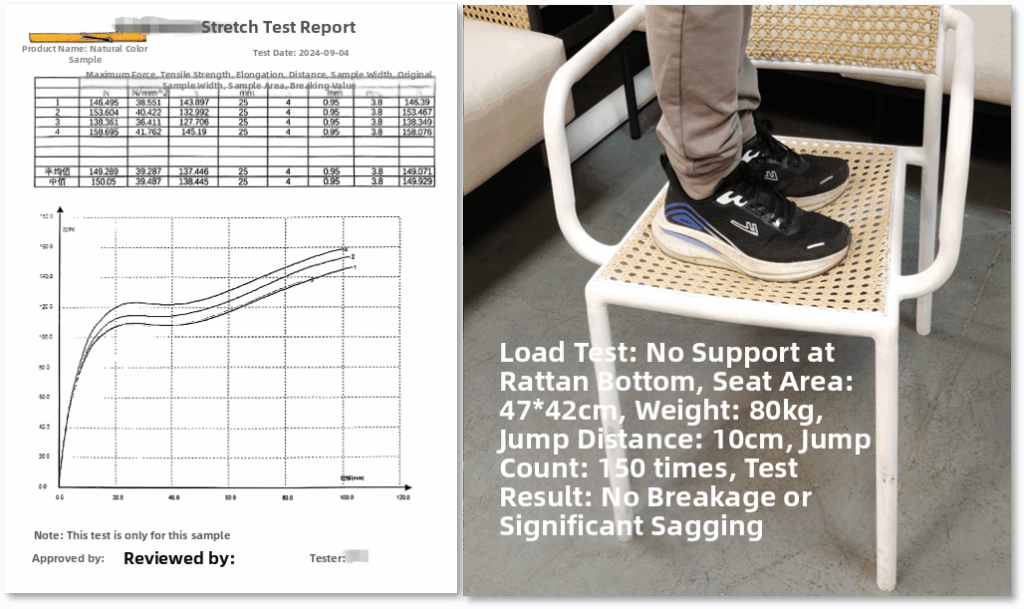 Engineer testing plastic webbing durability in quality control lab