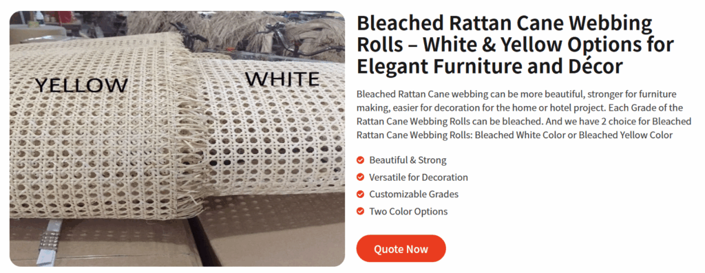 2 bleached color for bleahced rattan cane webbing 