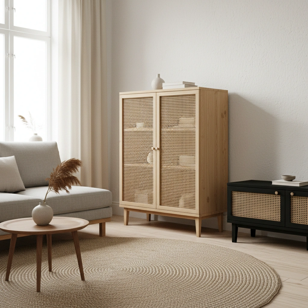 Color swatches of plastic rattan webbing