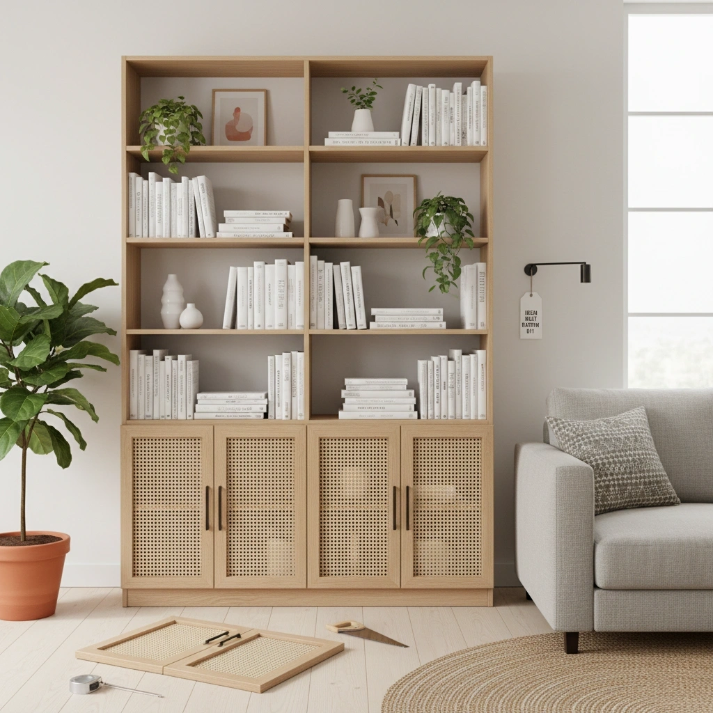 DIY Rattan Doors for IKEA BILLY Bookcase