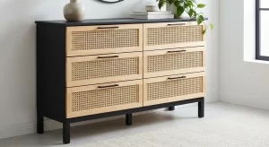 IKEA IVAR cabinet painted black with rattan