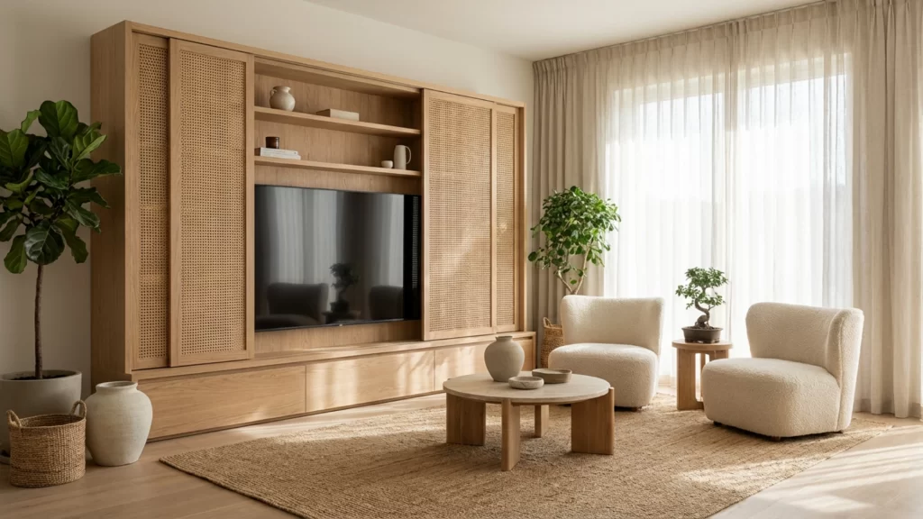 IVAR cabinet with black paint and rattan