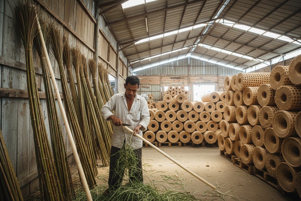 Natural rattan materials used for manufacturing high-quality cane webbing products (ID#1)