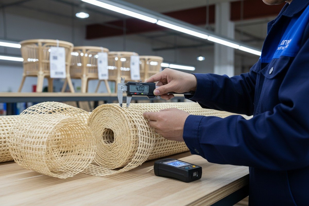 Verifying Grade A rattan quality through strip uniformity and moisture content inspection (ID#3)