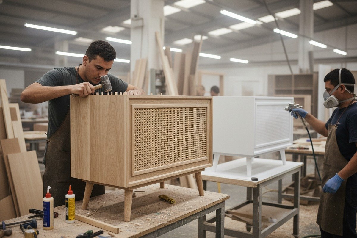 Lowering Furniture Production Costs Cost-effective Grade C and D rattan webbing used for painted cabinet inserts and side panels (ID#2)