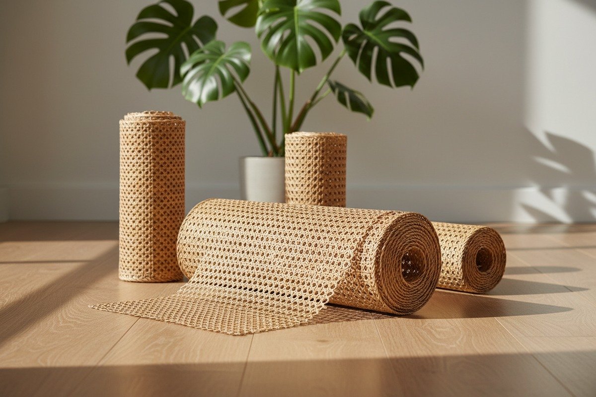 Eco-friendly natural rattan cane webbing material for sustainable furniture design (ID#1)