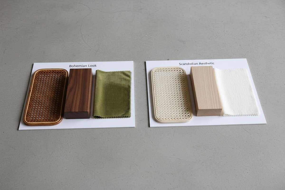 Natural rattan for vintage styles and bleached webbing for Scandinavian interior design (ID#2)