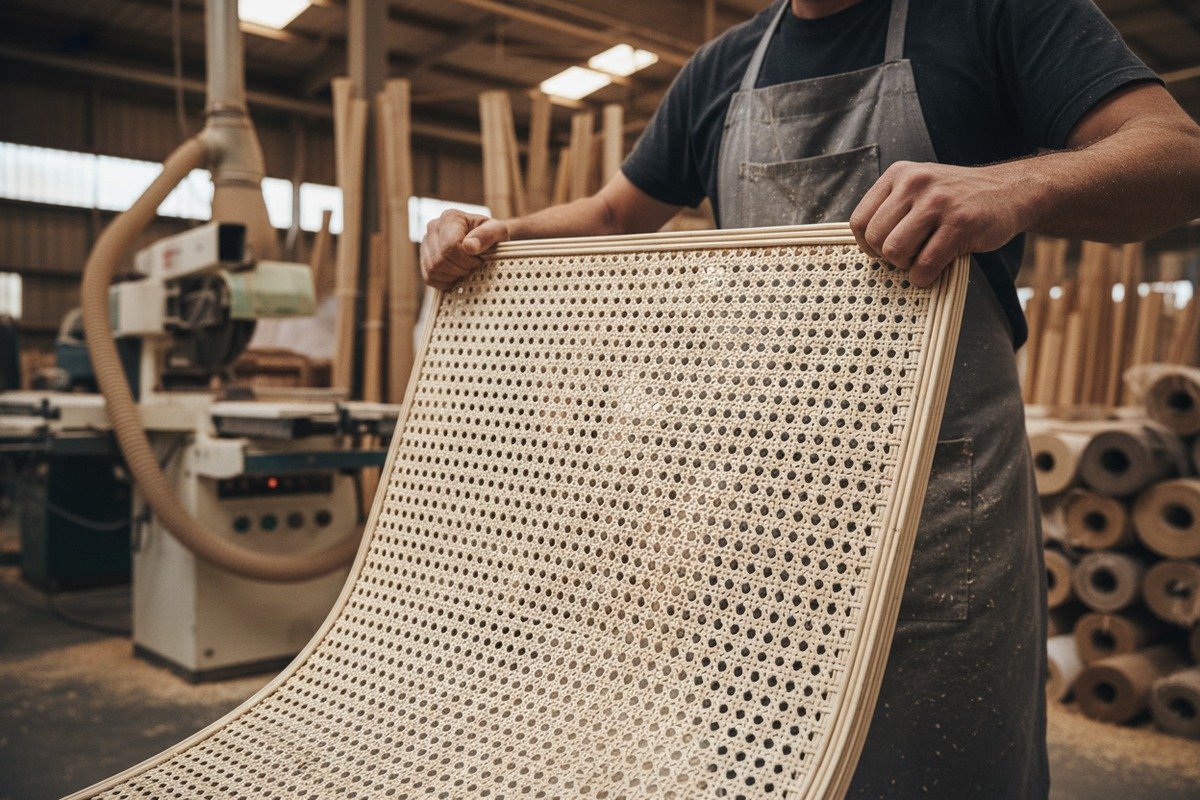 Durable natural and bleached rattan cane webbing showing surface integrity and tensile strength (ID#3)