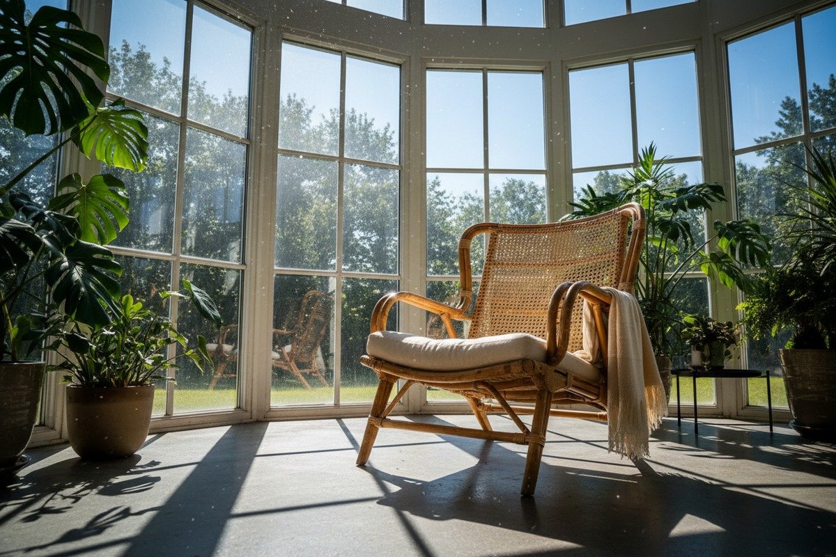 Sunlight Effects on Rattan Sunlight and UV exposure causing color changes and graying in rattan materials (ID#3)