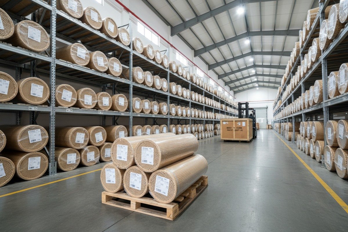 Premium AAA grade hexagonal rattan webbing selected for high-end chair backrest furniture production. (ID#5)