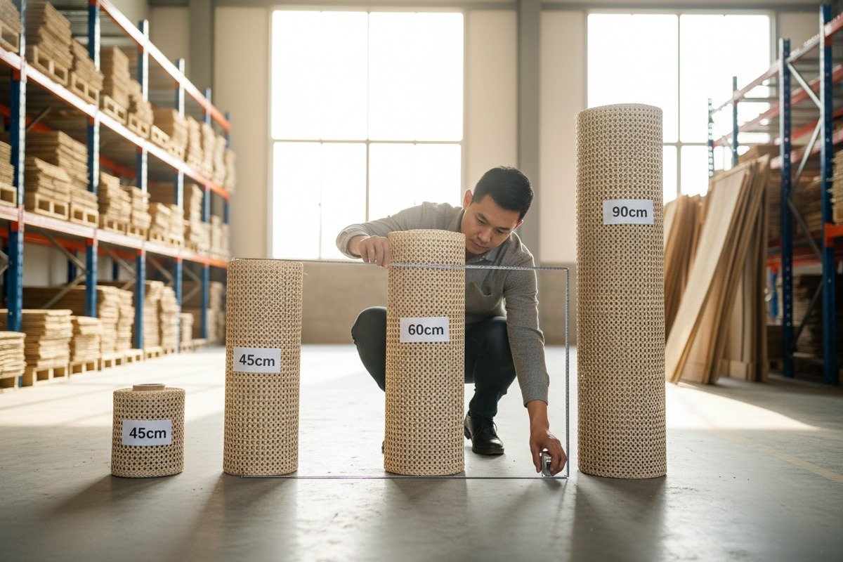 Standard widths of rattan cane webbing rolls for wholesale sourcing (ID#1)