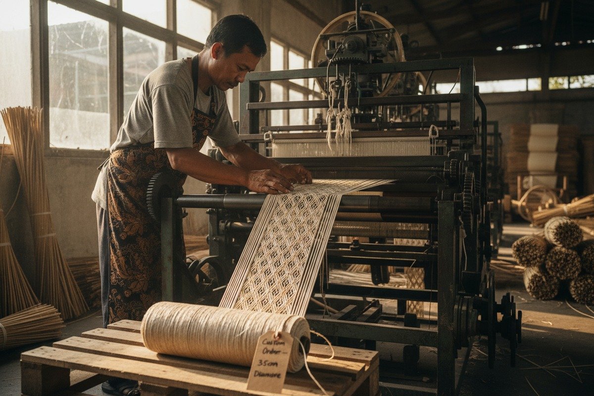 Custom Rattan Webbing Sizes Custom width rattan cane webbing for specific furniture design requirements (ID#3)