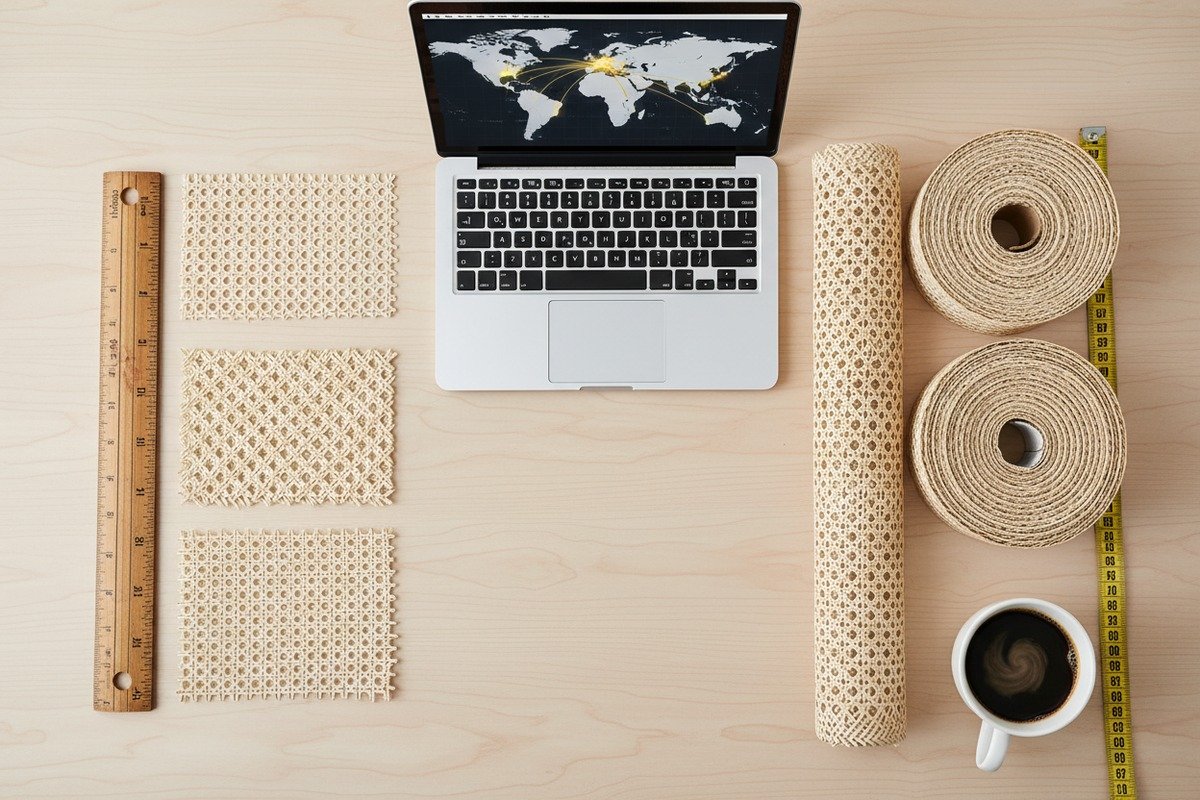 Minimiser le gaspillage de matériaux en rotin Measuring rattan webbing width to minimize material waste during furniture manufacturing (ID#4)