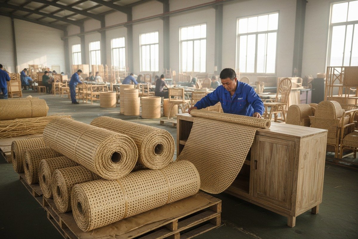 Natural Grade D rattan cane webbing for various furniture and design scenarios (ID#1)