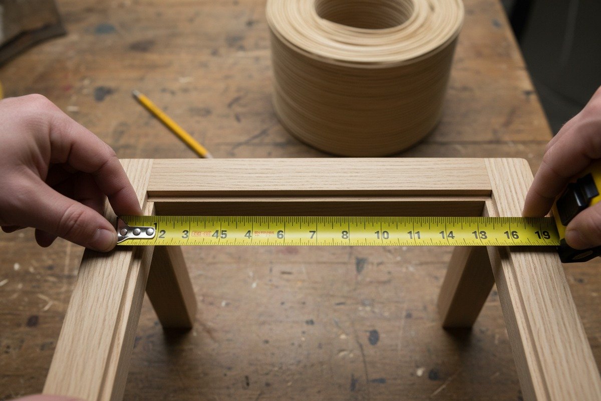 Measuring Furniture Frames Accurately Measuring furniture frame groove-to-groove distance to determine required rattan webbing dimensions (ID#2)