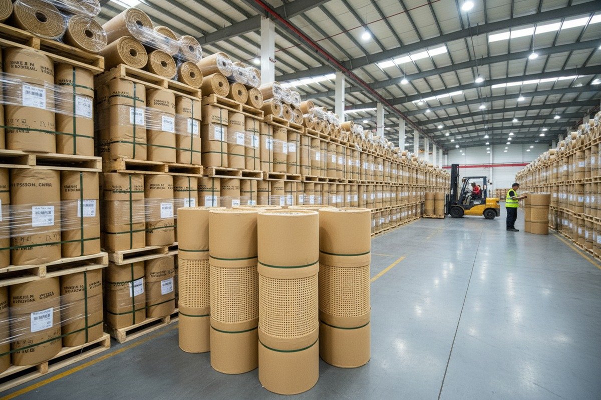 Bulk Order Quality Control Quality inspection of bulk rattan wholesale orders to ensure consistent mesh density specifications (ID#5)