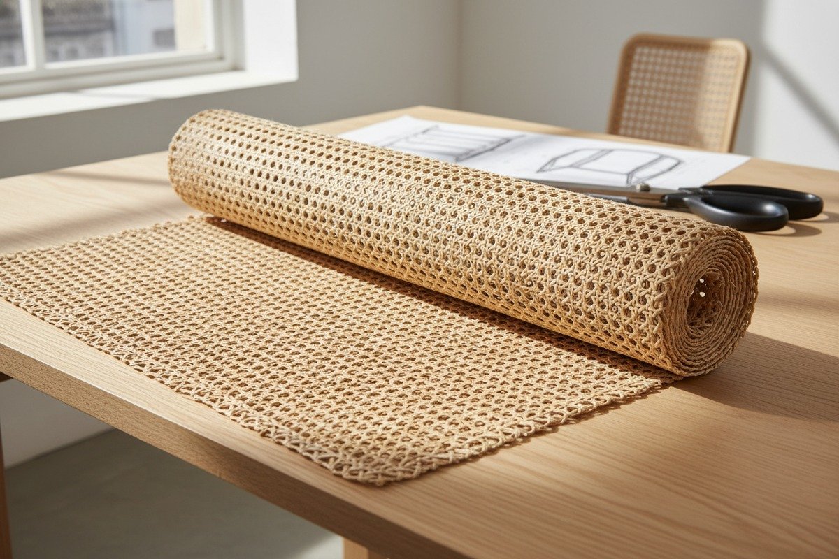 Natural rattan cane webbing with a half inch mesh weave pattern (ID#1)