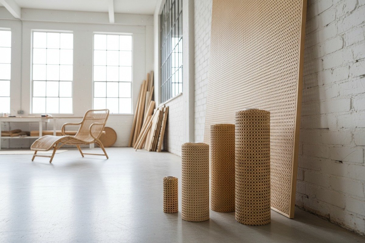 Natürliche Rattan-Rohrgeflechtrollen in verschiedenen Breiten für verschiedene Möbelprojekte (ID#1)