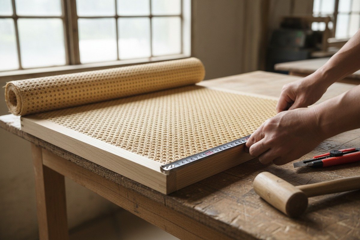 Schranktür Rattan Geflecht Natürliches Rattan-Gewebe für maßgefertigte Schranktüren mit entsprechender Überlappung für sichere Installation (ID#2)