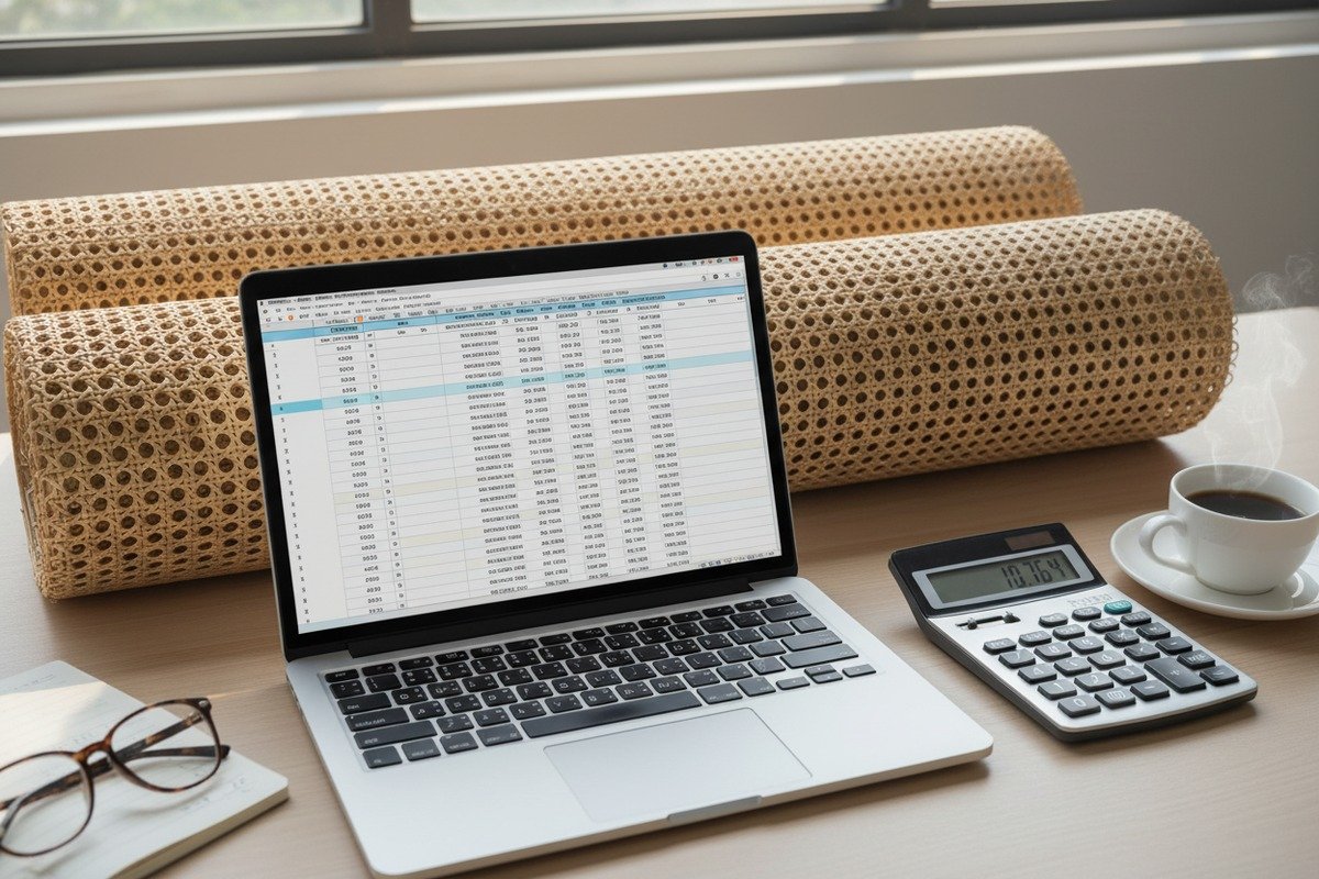 Converting rattan cane webbing prices from square foot to square meter measurements (ID#1)