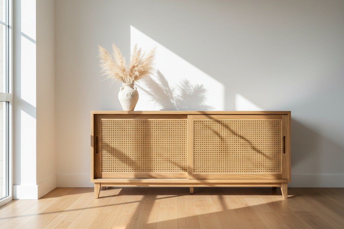 Natural rattan cane webbing used for cabinet doors and decorative screen panels (ID#1)