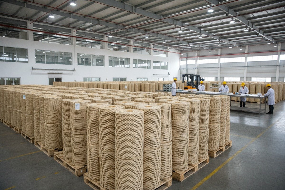 Sourcing Consistent Rattan Material Consistent Grade A rattan material sourced directly from Indonesian processing plants for large projects (ID#3)