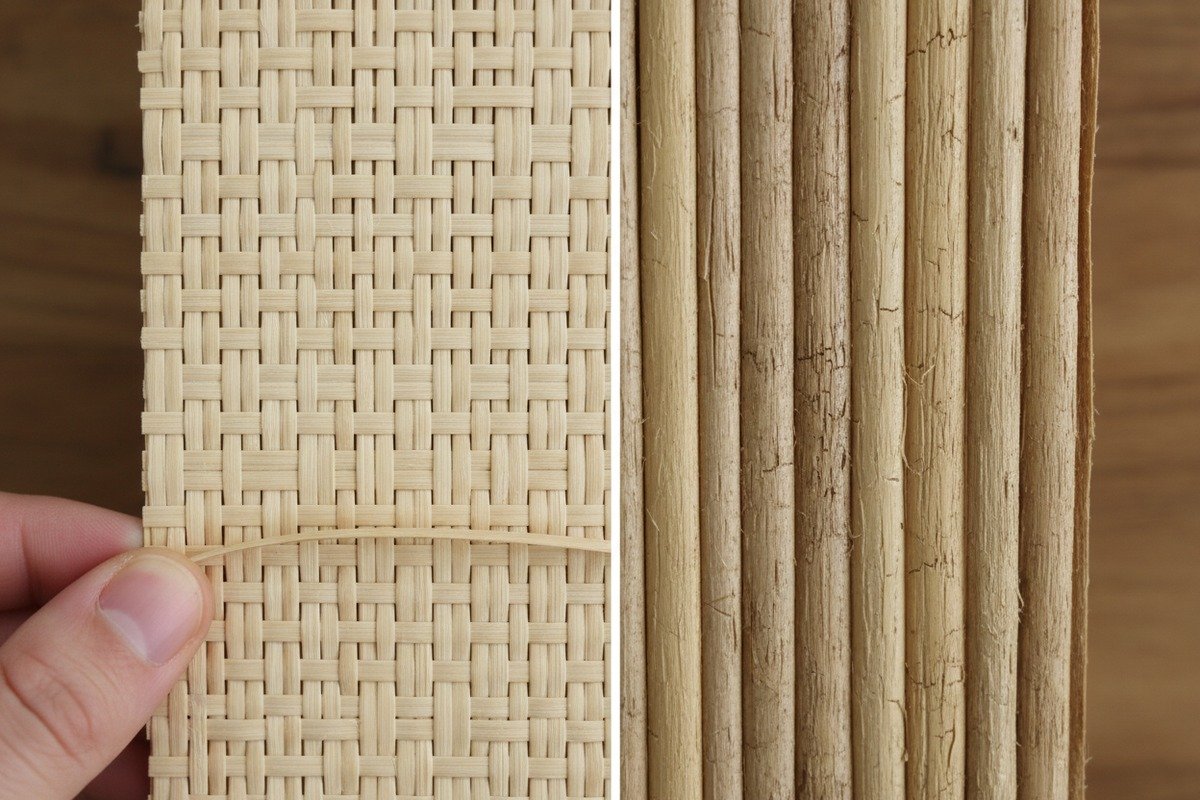 Comparación entre tejido de ratán liso Grado A y ligeramente inconsistente Grado B (ID#2)