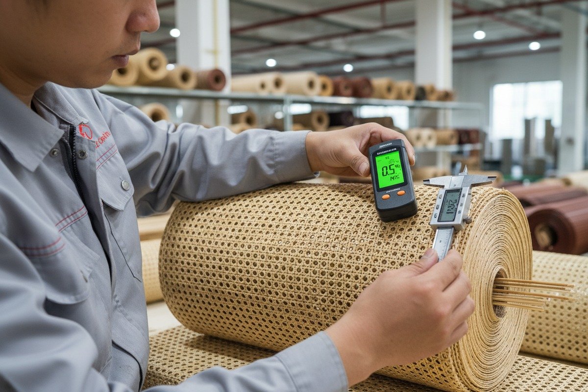 High quality rattan cane webbing rolls showing key quality indicators for sourcing (ID#1)