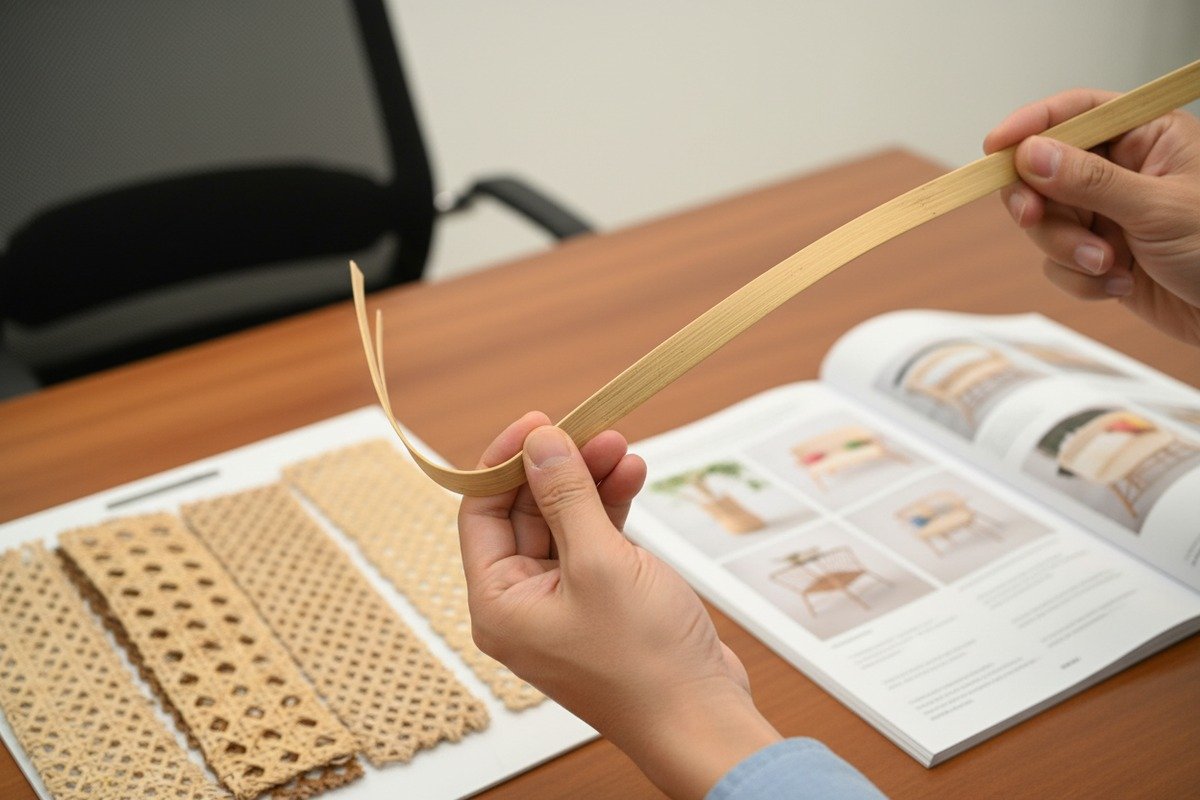 Testing the strength and flexibility of rattan webbing strands for furniture design durability (ID#4)