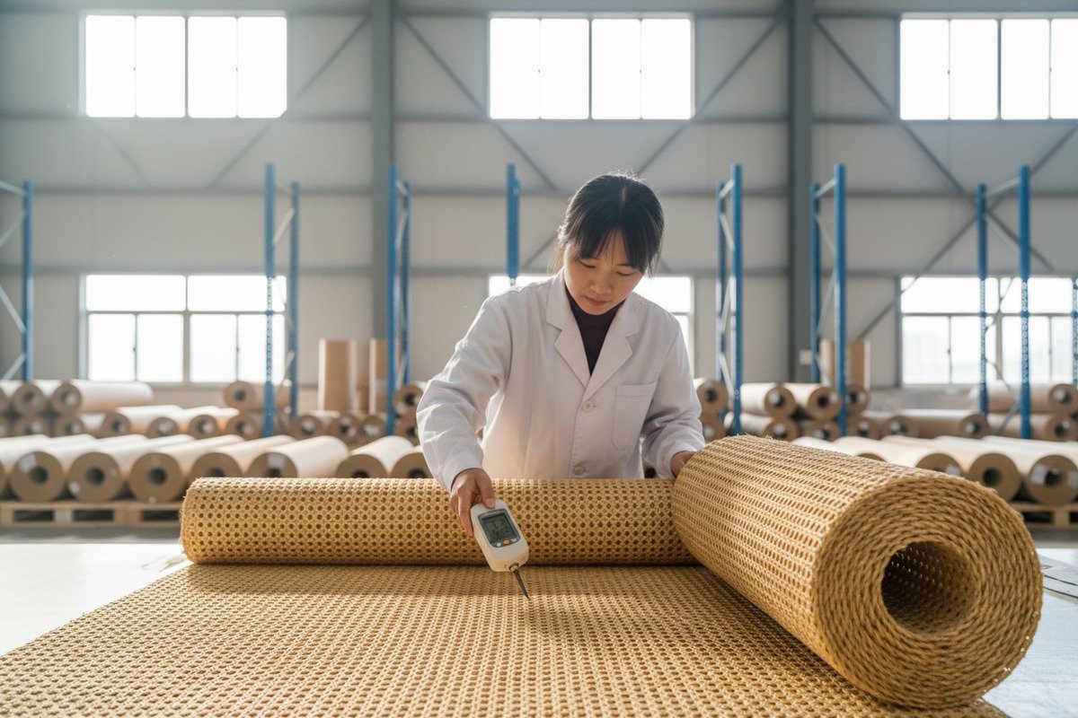 High-quality rattan cane webbing showing the importance of material temper for furniture sourcing (ID#1)