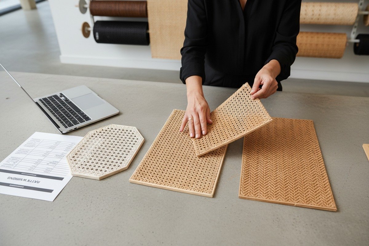 Properly tempered rattan cane webbing with controlled moisture to prevent sagging in chairs (ID#5)