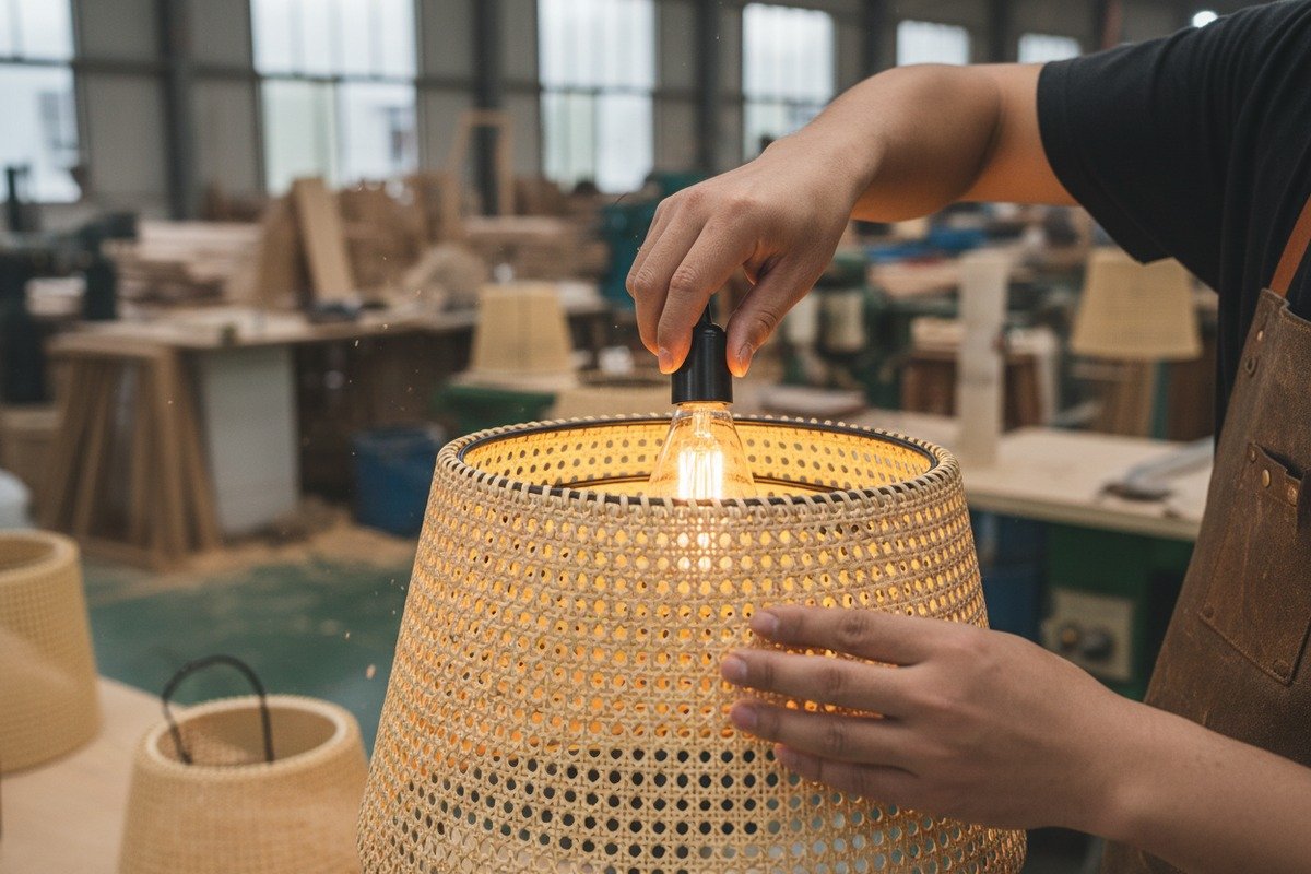 Applying Rattan to Frames Techniques for applying rattan webbing to various lighting frame shapes like drums and spheres (ID#4)