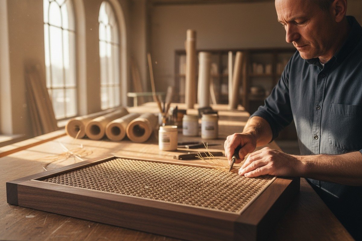 Natural rattan cane webbing used for creating high-quality artisanal handicrafts (ID#1)