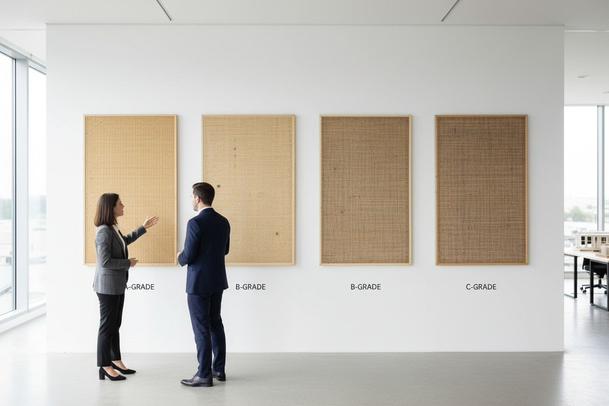 Consistent Bulk Rattan Bulk order of natural rattan webbing pre-sorted for visual consistency and color matching (ID#3)