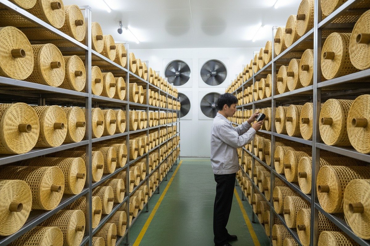 Rattan Aging Process Natural aging process of rattan webbing developing a rich golden-brown patina over time (ID#4)