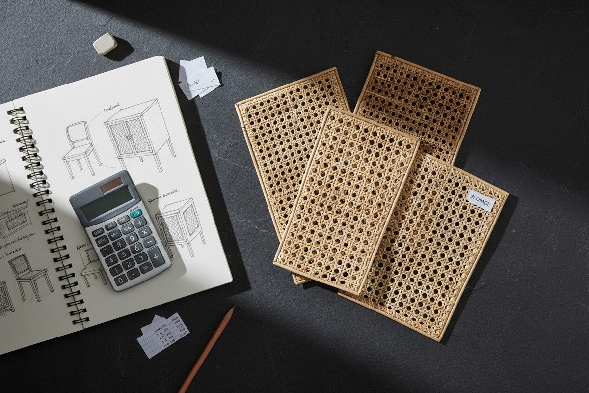 Budget Rattan for Prototypes Cost-effective B-grade rattan webbing used for creating initial furniture prototypes (ID#4)