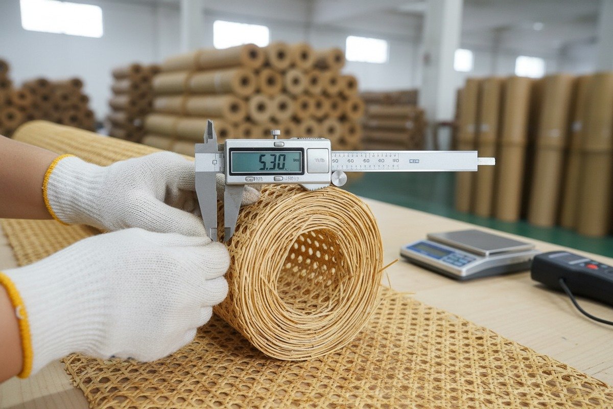 Verifying rattan cane webbing weaving density standards for sourcing high-quality furniture materials (ID#1)