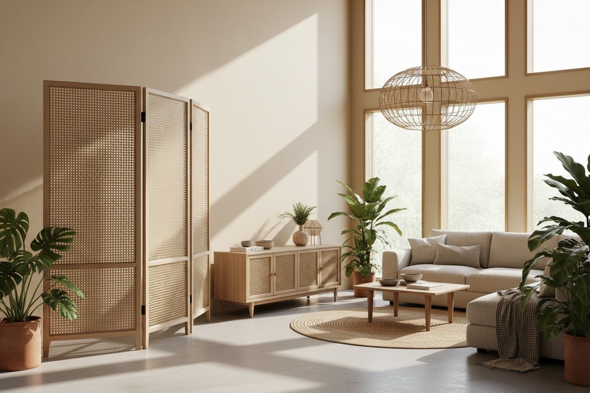 Diseñadores de interiores que utilizan mimbre de ratán natural para crear una hermosa estética natural (ID#1)