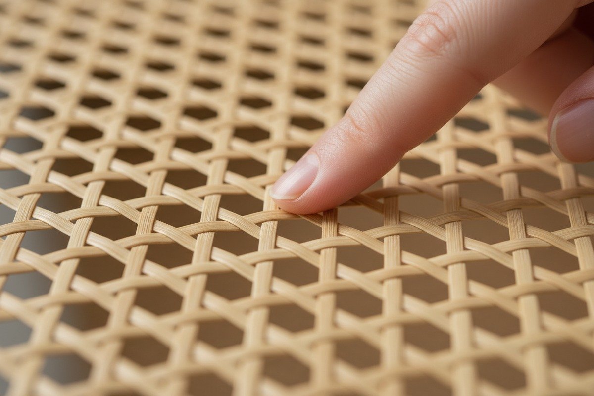 Grade A rattan cane webbing with uniform thickness and smooth light buttery tan finish (ID#2)