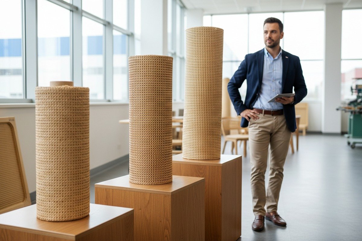 Natural rattan cane webbing rolls in various standard widths for furniture sourcing (ID#1)