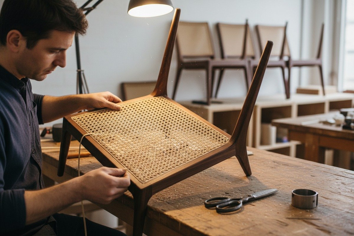 Custom cut rattan cane webbing widths for unique furniture design and reduced material waste (ID#3)