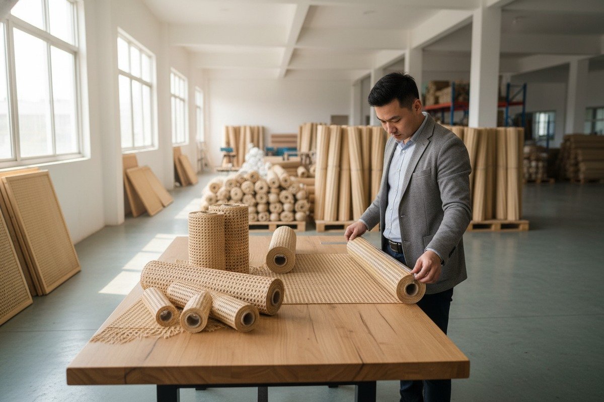 Eine Standardrolle aus natürlichem Rattanrohrgeflecht für Möbel- und Dekorationsprojekte (ID#1)