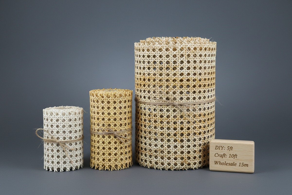 Rattan-Rohrgeflecht Längenoptionen Verschiedene Standardlängenoptionen für Rattangeflechtrollen, einschließlich fünf bis fünfzig Fuß (ID#2)