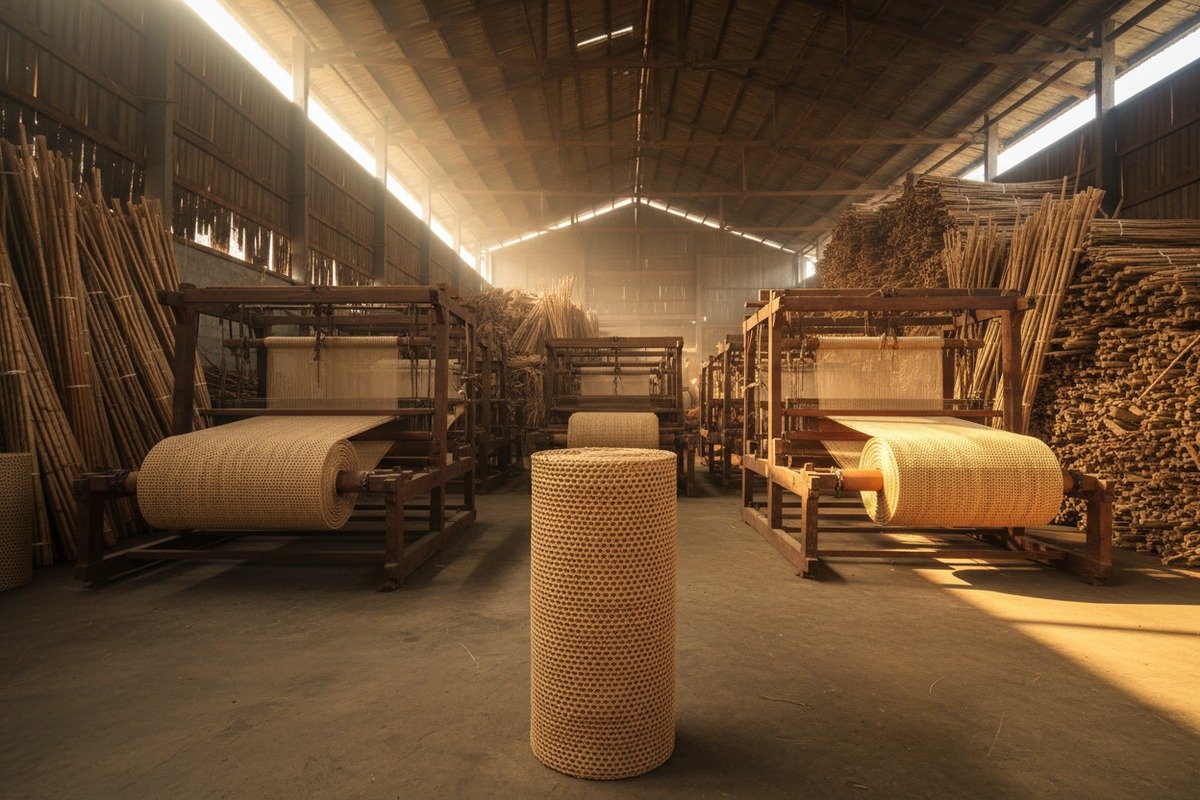 Different grades of rattan webbing showing consistent square footage regardless of material quality (ID#5)