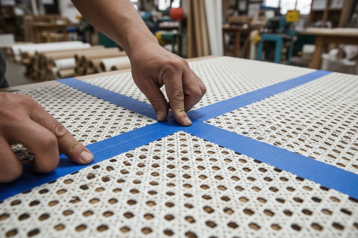 Sealing cut rattan edges with wood glue or painter's tape to prevent fraying (ID#4)