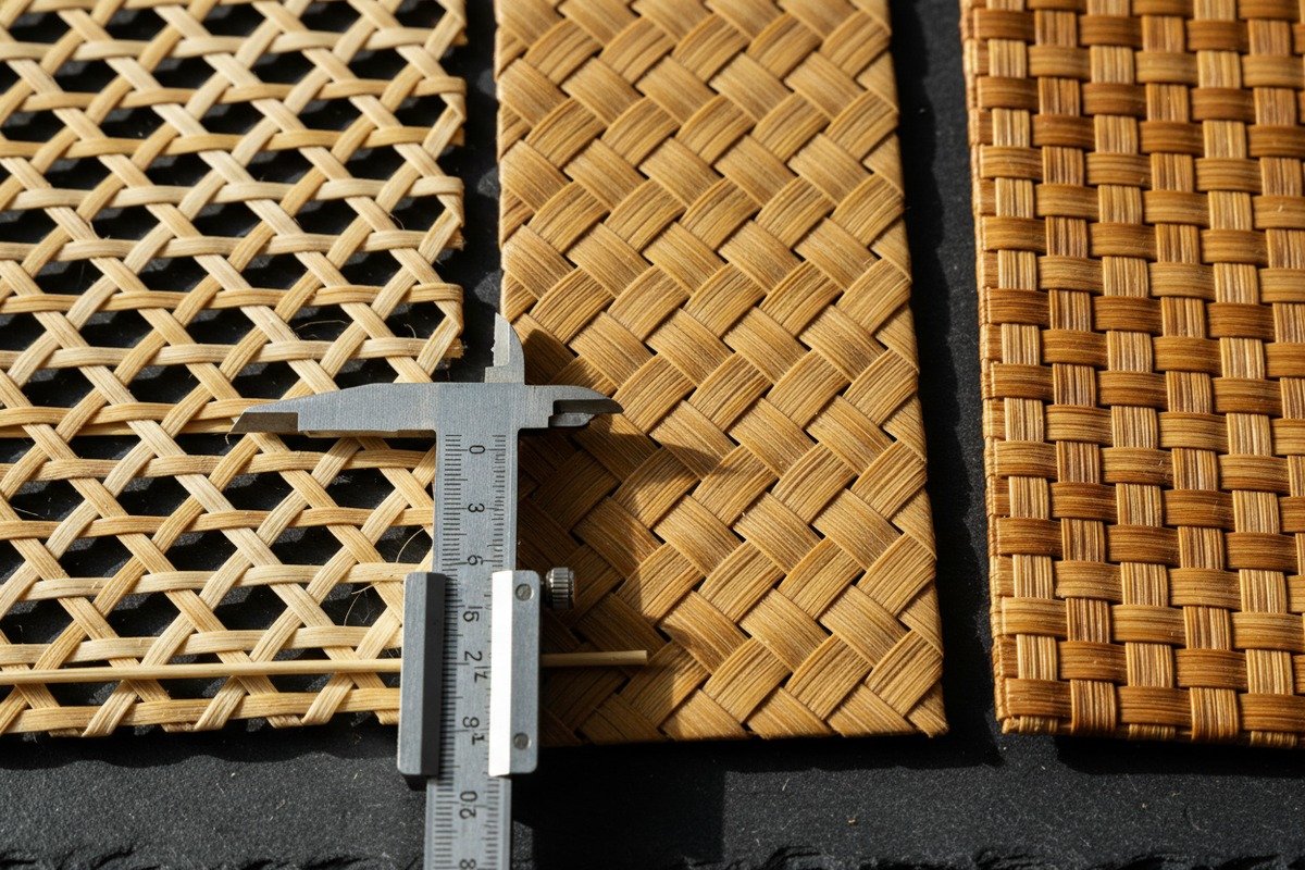 Rattan Material Grade Density Comparison of natural rattan webbing weight based on material grade and strip density (ID#3)