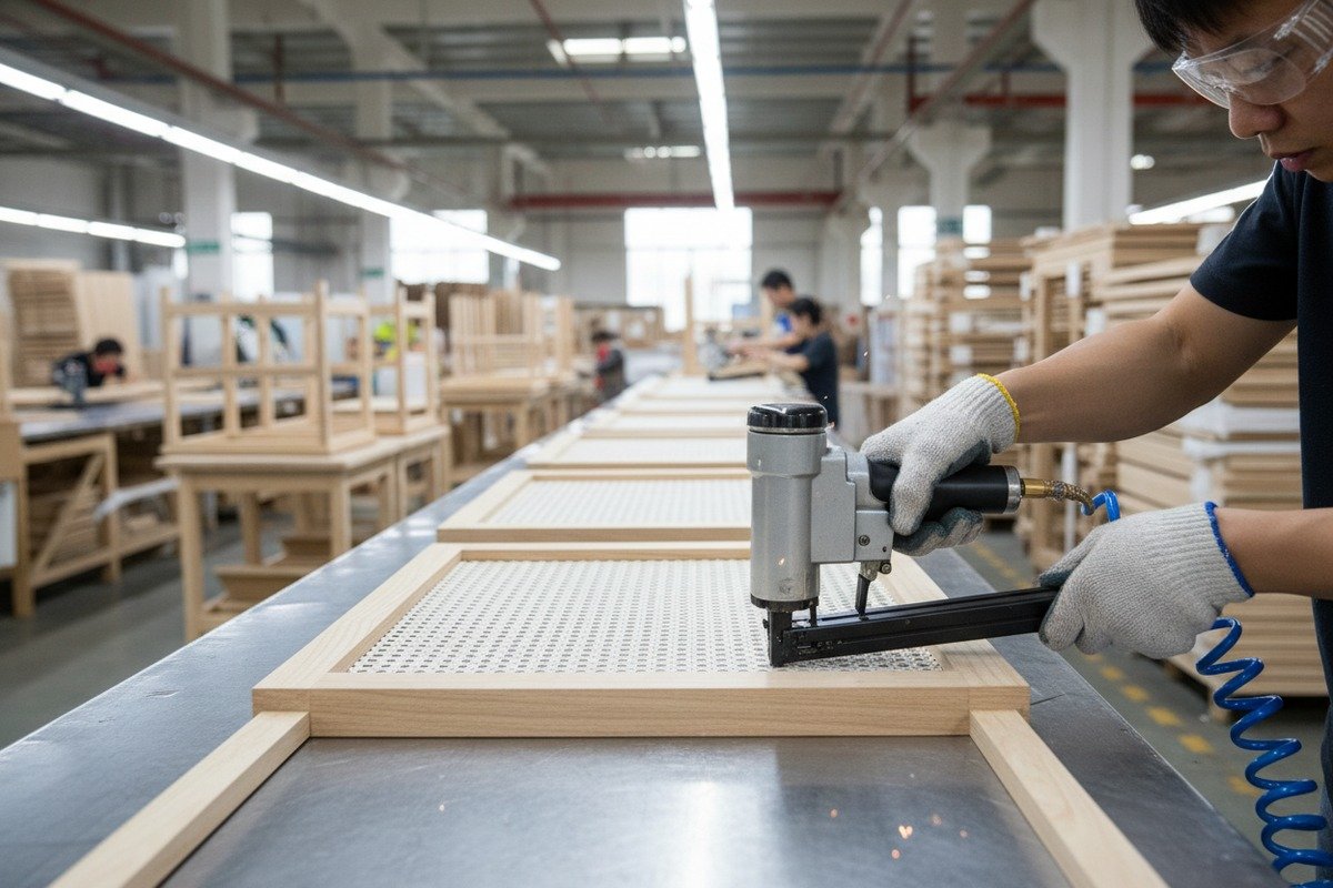 Industrial Pneumatic Staple Guns Heavy-duty pneumatic staple guns for high-speed industrial rattan webbing production (ID#3)